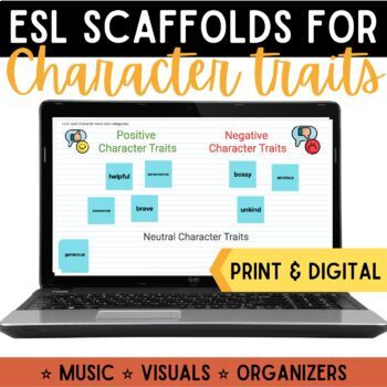 Preview of Character Traits ESL Support -- Song, Graphic Organizers, Language Objectives