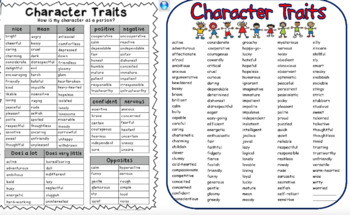 Preview of Character Traits Flipchart