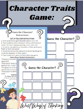 Preview of Character Traits- Game