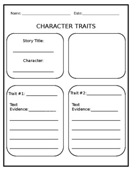character trait chart graphic organizer