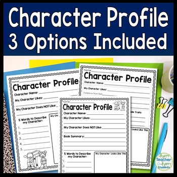 Preview of Character Traits Graphic Organizer: Character Profile for Character Analysis