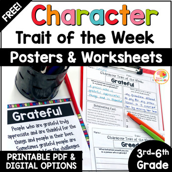 Preview of Character Traits Graphic Organizer: FREE Character Traits Distance Learning