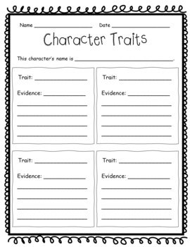 Character Traits and Evidence Graphic Organizer - PDF and Digital!