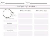 Character Traits Graphic Organizer - Traits de Caractère French