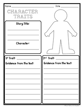 Character Traits Graphic Organizer Worksheet by Your Thrifty Co-Teacher