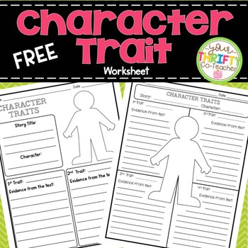 Preview of Character Traits Graphic Organizer Worksheet
