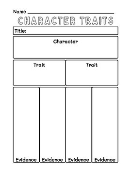 Character Traits Graphic Organizer Worksheet by Ms Whites Shop | TPT