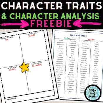 Preview of Character Traits--Graphic Organizer and Student Handout FREEBIE