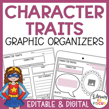 Preview of Character Traits Graphic Organizers | Editable PDF | Digital | Google Classroom