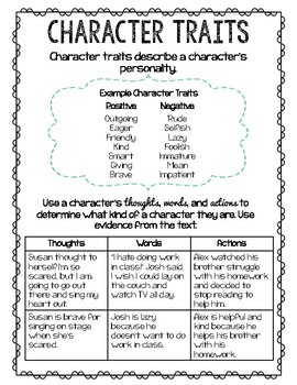 Character Traits Interactive Notebook Pages by Lacey's Shop | TpT