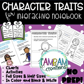 Character Traits Interactive Notebooks By Fambam Creations Tpt