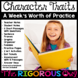 Character Traits Lesson, Practice and Assessment