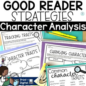Preview of Character Trait List Graphic Organizers Posters Anchor Chart Sort Activities