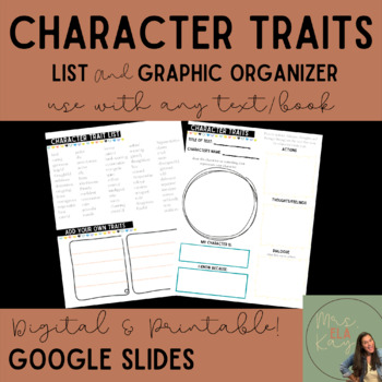 Preview of Character Traits List and Graphic Organizer