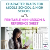 Character Traits Mini Lesson for Middle School & High Scho