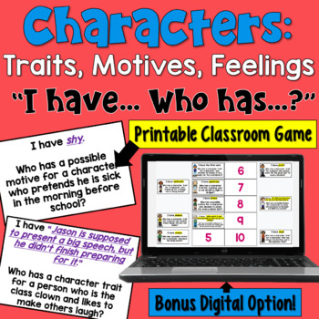 Preview of Character Traits & Motives I Have Who Has Game: Print and Digital Formats