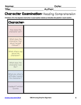 Character Traits Part 1 - Graphic Organizers for Guided Reading