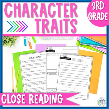 Preview of Character Traits Passage, Anchor Chart, Graphic Organizer, 3rd Grade Activities