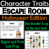 Character Traits Passages: Halloween Escape Room ELA