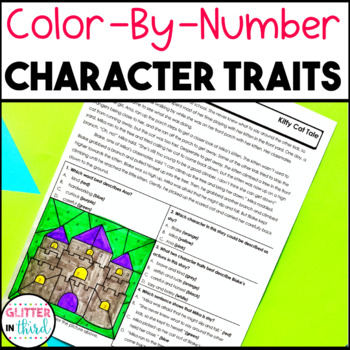 Preview of Character Traits Passages Reading Comprehension Worksheets Color By Number