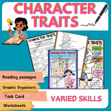 Character Traits Passages and Worksheets, Poster, Task car