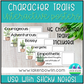 Preview of Character Traits Posters with Sticky Note Example