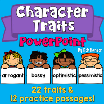 Preview of Character Traits PowerPoint Lesson with Word Lists and Practice Passages