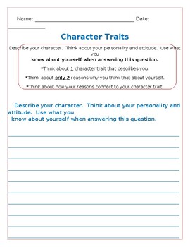 Character Traits Practice by Konstantina Kalfas | TPT