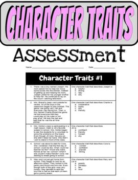 Preview of Character Traits Quiz #1