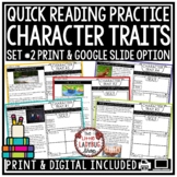 Character Traits Reading Comprehension Passages and Questi