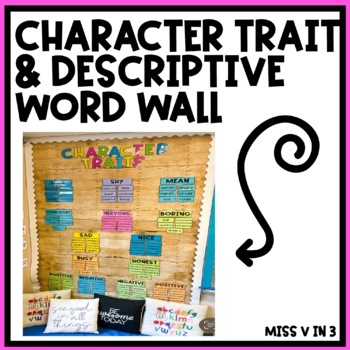 Preview of Character Traits & Descriptive Writing Word Synonyms Bulletin Board