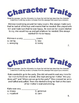 Character Traits Task Cards by Readers Education | TpT