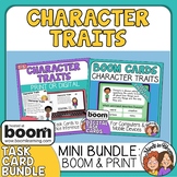 Character Traits Task Cards and Digital Boom Cards Bundle 