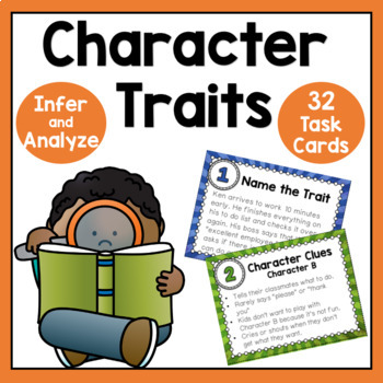 Preview of Character Traits Task Cards with Reading Comprehension Character Analysis