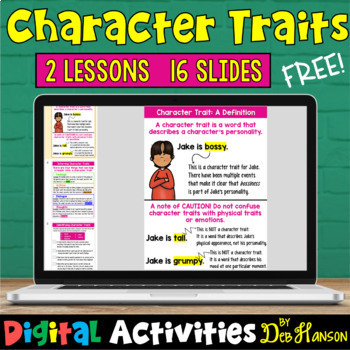 Preview of Character Traits: Two FREE Digital Lessons Using Google Slides