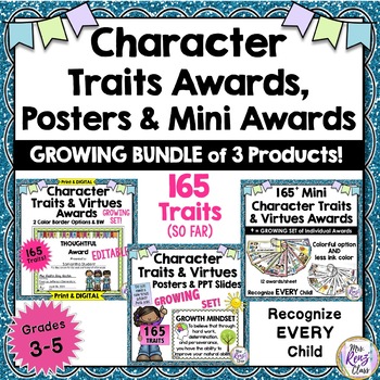 Preview of Character Traits Awards BUNDLE Editable Awards, Posters, Mini Awards 165+