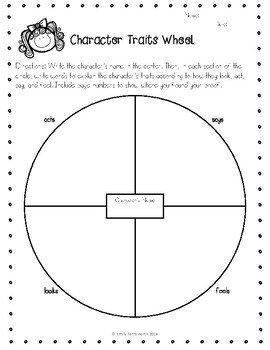 Character Traits Wheel Graphic Organizer by Emily Farnsworth | TPT
