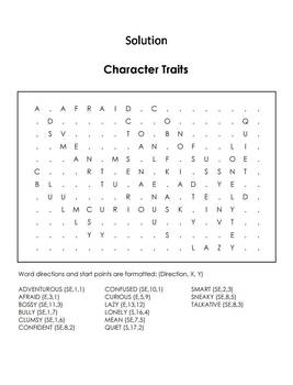 Download Character Traits With Pictures Word Search/ Coloring Sheet by Science Spot