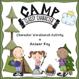 Character Traits Wordsearch Activity - Camping Themed Clas