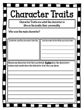 Character Traits Worksheet 3rd Grade Teaching Resources Tpt