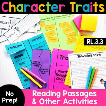 Preview of Character Traits Worksheets and Activities Comparing Characters Analysis RL.3.3