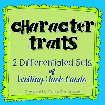 Preview of Character Traits Writing Task Cards