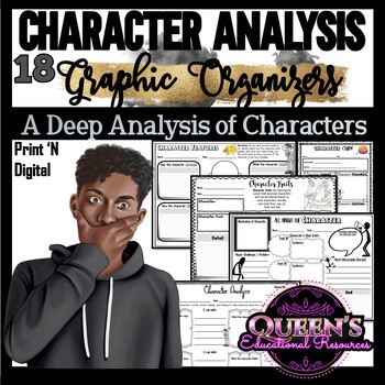 Preview of Character Traits and Analysis Graphic Organizers, Character Analysis Worksheets