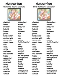 Character Traits and Changes Graphic Organizer and Word Li