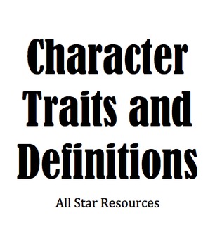 Preview of Character Traits and Definitions for Excel or Numbers
