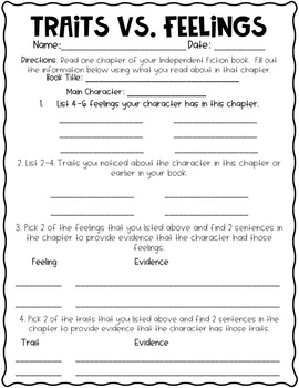 Character Traits and Feelings Lesson Plan and Activity | TpT