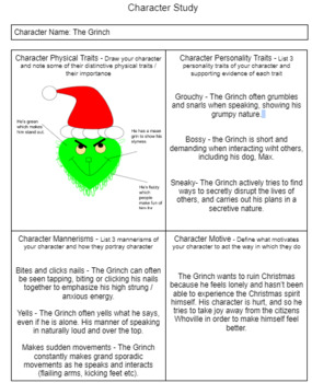 Preview of Character Traits and Mannerisms