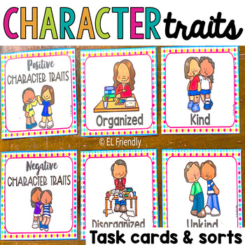 Preview of Character Traits for ELL ESL Task Cards, Vocabulary Sorts Printable and Digital