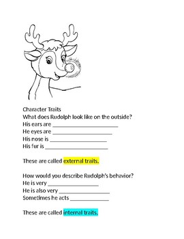 Preview of Character Traits for Rudolph the Red Nosed Reindeer and The Grinch