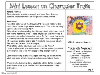 Character Traits minilesson with 